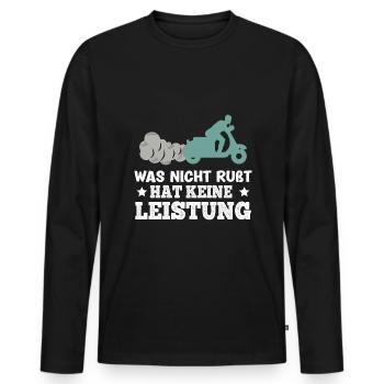 Retro Mopet Mofa Motorroller - Männer Premium Bio Langarmshirt - Schwarz - Vorne - Nico (187cm)