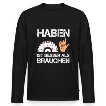 Schreiner Tischler Sprüche Tischlermeister - Männer Premium Bio Langarmshirt - Schwarz - Vorne - Nico (187cm)