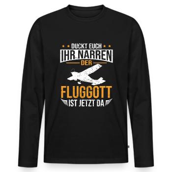 Modellfliegen RC Flugzeug Modellflug - Männer Premium Bio Langarmshirt - Schwarz - Vorne - Nico (187cm)