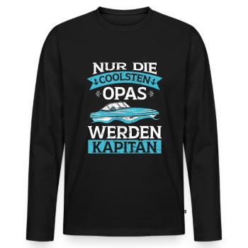 Sportboot Opa Kapitän Boot - Männer Premium Bio Langarmshirt - Schwarz - Vorne - Nico (187cm)