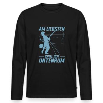 Angeln Angler Sprüche - Männer Premium Bio Langarmshirt - Schwarz - Vorne - Nico (187cm)