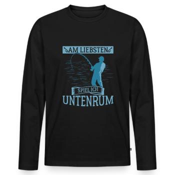 Angeln Angler Sprüche - Männer Premium Bio Langarmshirt - Schwarz - Vorne - Nico (187cm)