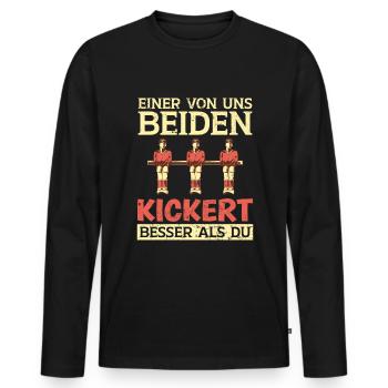 Tischfussball Tischkicker Wuzzler - Männer Premium Bio Langarmshirt - Schwarz - Vorne - Nico (187cm)