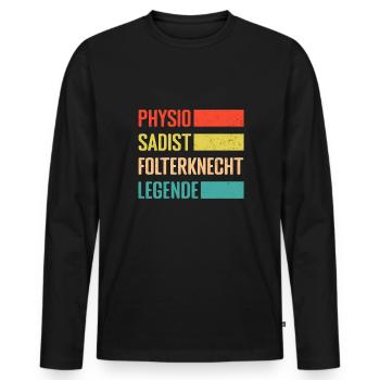 Physiotherapist Gifts Physio Sayings - Men's Premium Organic Long Sleeve Shirt - black - Front - Nico (187cm)