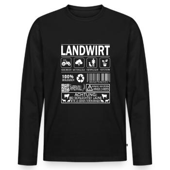Landwirt Bauer Agronom - Männer Premium Bio Langarmshirt - Schwarz - Vorne - Nico (187cm)