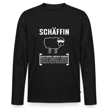 Schäff Chef Abteilungsleiter Schaf Boss - Männer Premium Bio Langarmshirt - Schwarz - Vorne - Nico (187cm)
