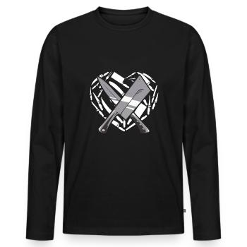 Butcher Heart Butcher Butcher Butcher’s Shop Fleischer - T-shirt manches longues Premium bio Homme - noir - Devant - Nico (187cm)