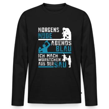 Boucher Boucher Boucherie Boucherie Fleischer - T-shirt manches longues Premium bio Homme - noir - Devant - Nico (187cm)