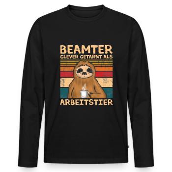 Beamter Faultier Verbeamtung Arbeitstier - Männer Premium Bio Langarmshirt - Schwarz - Vorne - Nico (187cm)