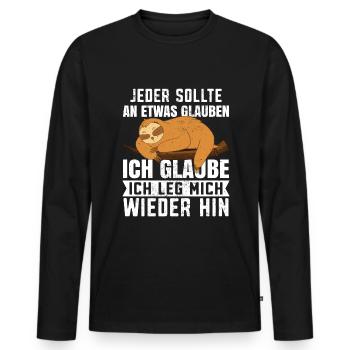Beamter Faultier Verbeamtung - Männer Premium Bio Langarmshirt - Schwarz - Vorne - Nico (187cm)