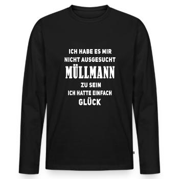 Müllmann Müllabfuhr - Männer Premium Bio Langarmshirt - Schwarz - Vorne - Nico (187cm)