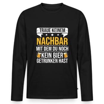 Nachbar Einzug Einweihungsparty Nachbarschaft - Männer Premium Bio Langarmshirt - Schwarz - Vorne - Nico (187cm)