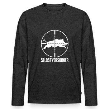 Jäger Selbstversorger Jagd Wildschwein jagen - Männer Premium Bio Langarmshirt - Anthrazit meliert - Vorne - Nico (187cm)