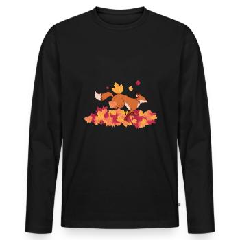 Red fox in autumn red fox - Men's Premium Organic Long Sleeve Shirt - black - Front - Nico (187cm)