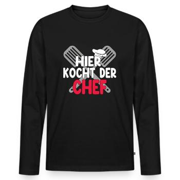 Hier Kocht Der Chef - Männer Premium Bio Langarmshirt - Schwarz - Vorne - Nico (187cm)