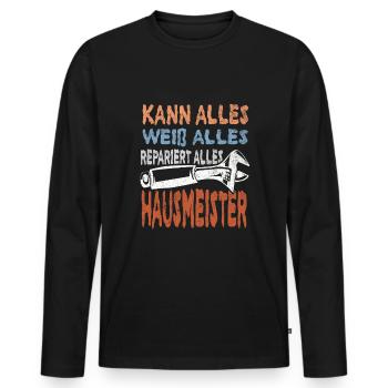 Hausmeister Hauswart Haustechniker - Männer Premium Bio Langarmshirt - Schwarz - Vorne - Nico (187cm)