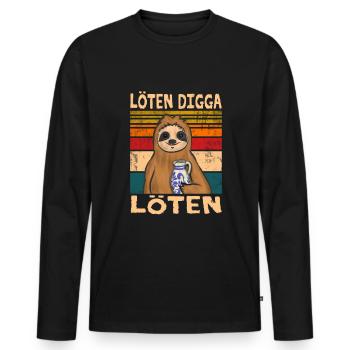 Löten Digga Löten Faultier mit Apfelwein - Männer Premium Bio Langarmshirt - Schwarz - Vorne - Nico (187cm)