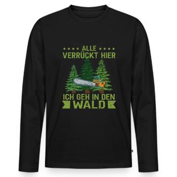 Holzfäller Waldarbeiter Holz machen - Männer Premium Bio Langarmshirt - Schwarz - Vorne - Nico (187cm)