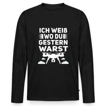 Quadrocopter FPV Drohne Drohnenflieger - Männer Premium Bio Langarmshirt - Schwarz - Vorne - Nico (187cm)