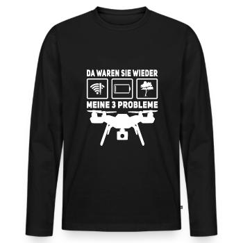 Quadrocopter FPV Drohne Drohnenflieger - Männer Premium Bio Langarmshirt - Schwarz - Vorne - Nico (187cm)