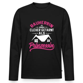 Bauherrin Bauherrinnen Richtfest Baustelle - Männer Premium Bio Langarmshirt - Schwarz - Vorne - Nico (187cm)