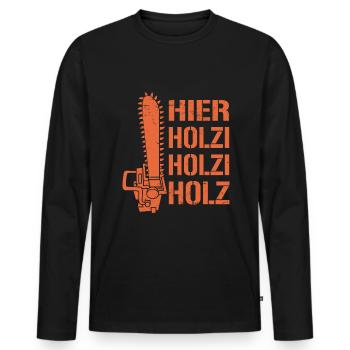 Holzfäller Waldarbeiter Holz machen - Männer Premium Bio Langarmshirt - Schwarz - Vorne - Nico (187cm)