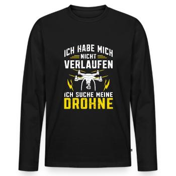 Quadrocopter FPV Drohne Drohnenflieger - Männer Premium Bio Langarmshirt - Schwarz - Vorne - Nico (187cm)