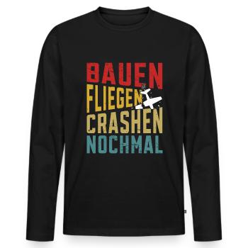 Modellfliegen RC Flugzeug Modellflug - Männer Premium Bio Langarmshirt - Schwarz - Vorne - Nico (187cm)