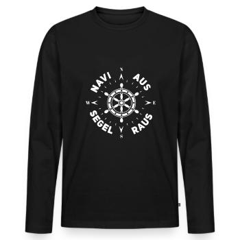 Voilier Voilier Marin Capitaine Papitän - T-shirt manches longues Premium bio Homme - noir - Devant - Nico (187cm)