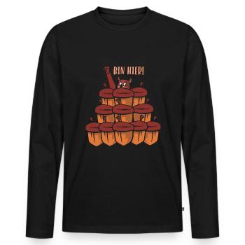 Poubelle à écureuil ici - T-shirt manches longues Premium bio Homme - noir - Devant - Nico (187cm)