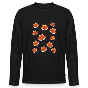Red fox in autumn red fox - Men's Premium Organic Long Sleeve Shirt - black - Front - Nico (187cm)