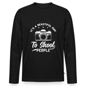 Drôle de photographe amateur photographie - T-shirt manches longues Premium bio Homme - noir - Devant - Nico (187cm)