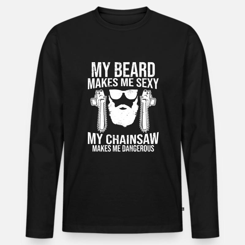 Chainsaw Lumberjack Forest Worker - Men's Premium Organic Long Sleeve Shirt - black