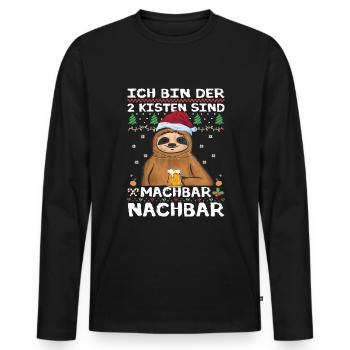 Ich bin der 2 Kisten sind machbar nachbar - Männer Premium Bio Langarmshirt - Schwarz - Vorne - Nico (187cm)