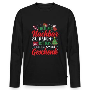 Nachbar geschenk Weihnachten - Männer Premium Bio Langarmshirt - Schwarz - Vorne - Nico (187cm)