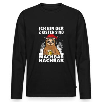 Ich bin der 2 Kisten sind machbar nachbar - Männer Premium Bio Langarmshirt - Schwarz - Vorne - Nico (187cm)