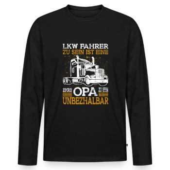 LKW Fahrer Opa - Männer Premium Bio Langarmshirt - Schwarz - Vorne - Nico (187cm)