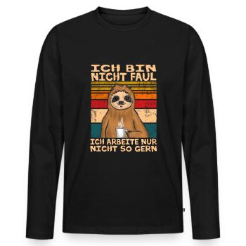 Faultier mit Kaffee - Männer Premium Bio Langarmshirt - Schwarz - Vorne - Nico (187cm)