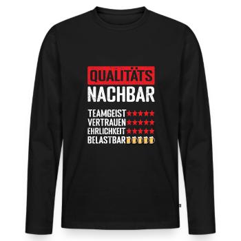 Qualitätsnachbar Nachbar - Männer Premium Bio Langarmshirt - Schwarz - Vorne - Nico (187cm)