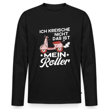 Retro Mopet Mofa Motorroller - Männer Premium Bio Langarmshirt - Schwarz - Vorne - Nico (187cm)