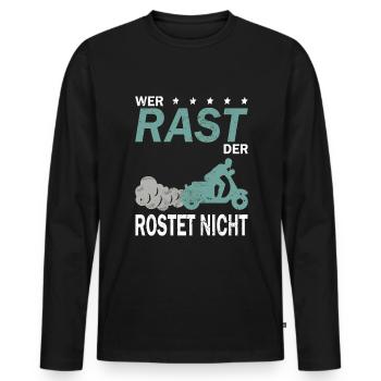 Retro Mopet Mofa Motorroller - Männer Premium Bio Langarmshirt - Schwarz - Vorne - Nico (187cm)