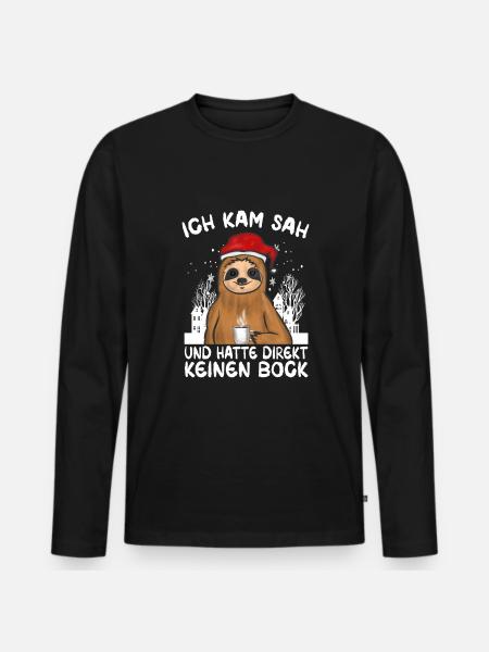 Ich kam sah und hatte direkt keinen bock Faultier - Männer Premium Bio Langarmshirt - Schwarz
