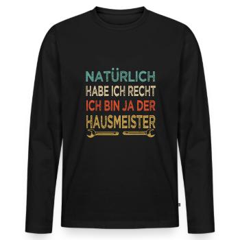 Hausmeister Hauswart Haustechniker - Männer Premium Bio Langarmshirt - Schwarz - Vorne - Nico (187cm)
