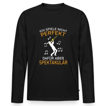 Trombone Posaunen Posaunist - Männer Premium Bio Langarmshirt - Schwarz - Vorne - Nico (187cm)