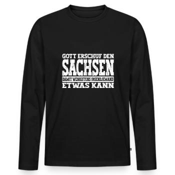 Stolzer Sachse Ossi Ostdeutscher - Männer Premium Bio Langarmshirt - Schwarz - Vorne - Nico (187cm)