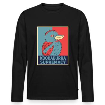 Australian Kookaburra - Men's Premium Organic Long Sleeve Shirt - black - Front - Nico (187cm)