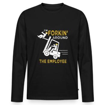 Funny forklift operator - Men's Premium Organic Long Sleeve Shirt - black - Front - Nico (187cm)