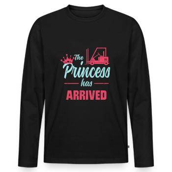 Funny forklift operator - Men's Premium Organic Long Sleeve Shirt - black - Front - Nico (187cm)