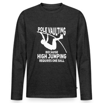 Saut à la perche - T-shirt manches longues Premium bio Homme - anthracite chiné - Devant - Nico (187cm)