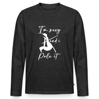 Saut à la perche - T-shirt manches longues Premium bio Homme - anthracite chiné - Devant - Nico (187cm)